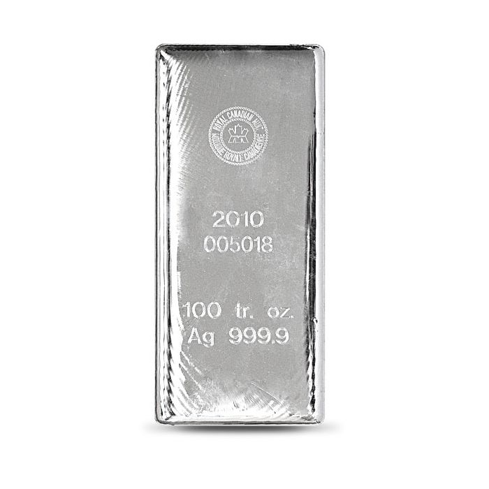 Royal Canadian Mint 100 oz Silver Bars